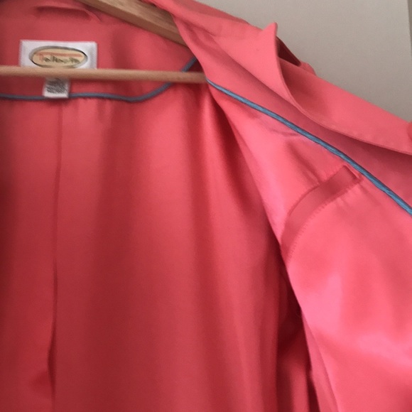 Talbots Coral Button Up Rain Trench Coat Size M - Picture 13 of 17